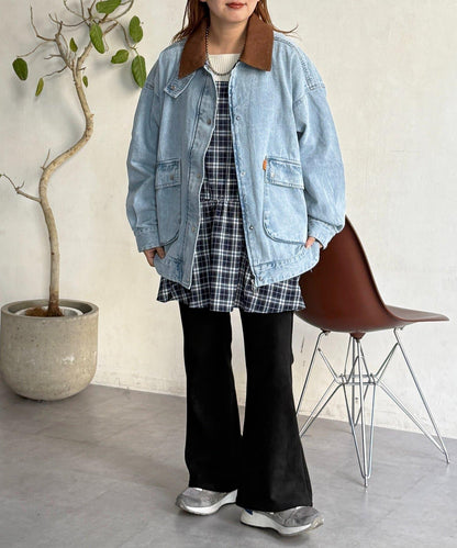 配色領部獵裝夾克