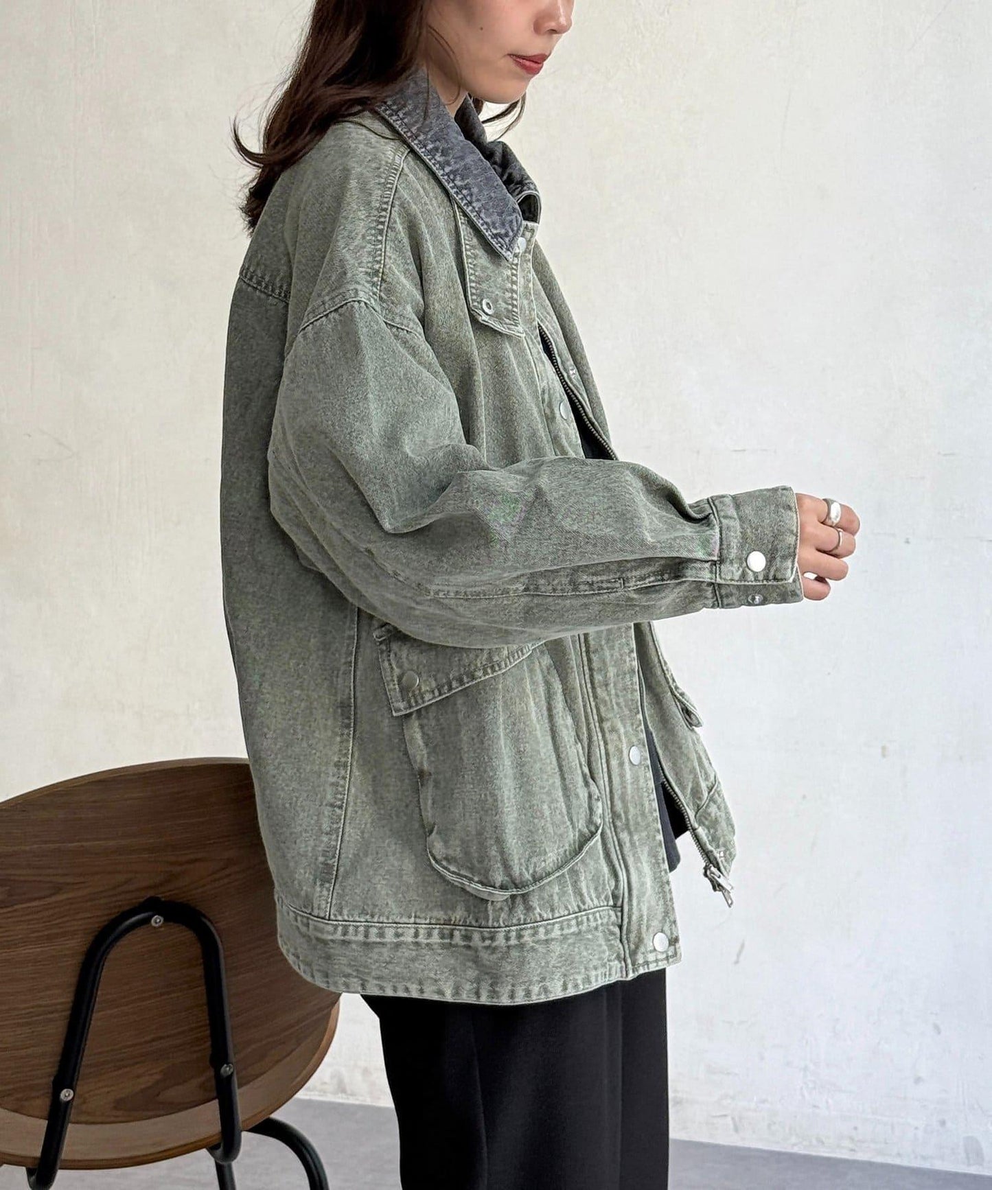 配色領部獵裝夾克