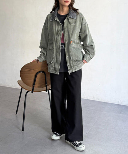 配色領部獵裝夾克