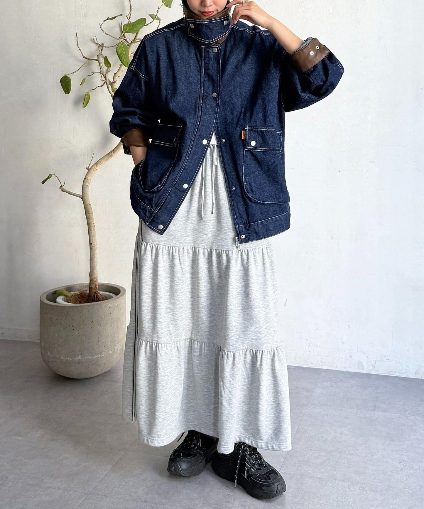 配色領部獵裝夾克