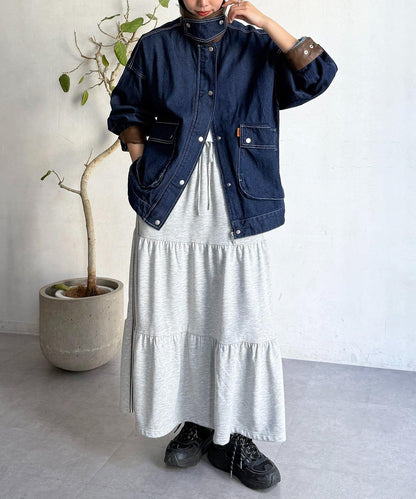 配色領部獵裝夾克