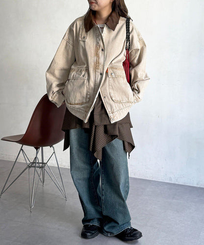 配色領部獵裝夾克