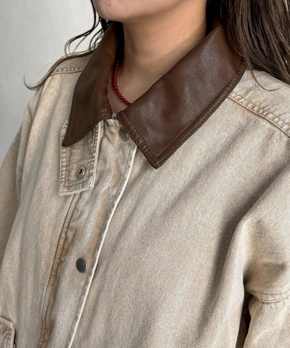 配色領部獵裝夾克