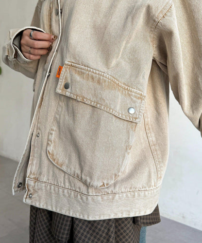 配色領部獵裝夾克