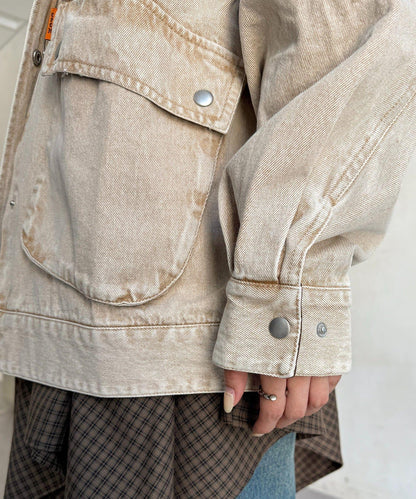 配色領部獵裝夾克