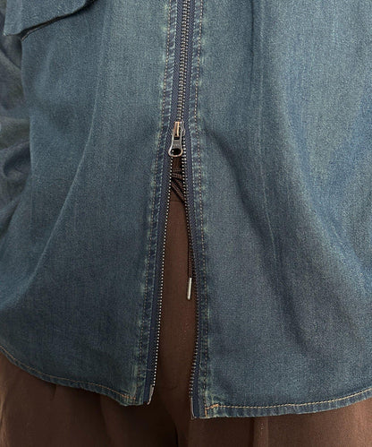 牛仔拉鍊襯衫