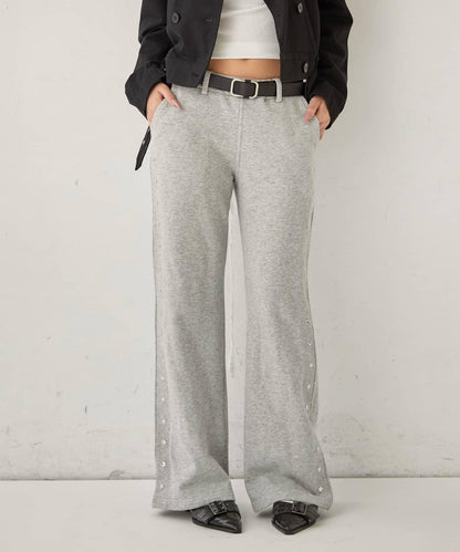 衛衣面料 中長微喇 鉚釘 褲子