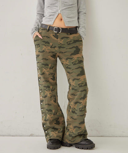 衛衣面料 中長微喇 鉚釘 褲子