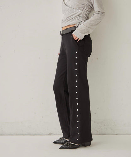 衛衣面料 中長微喇 鉚釘 褲子