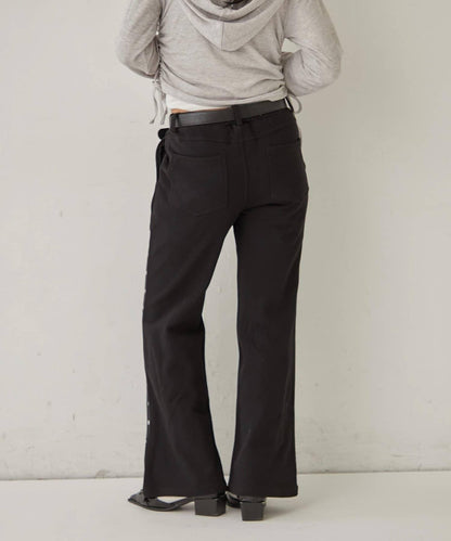 衛衣面料 中長微喇 鉚釘 褲子