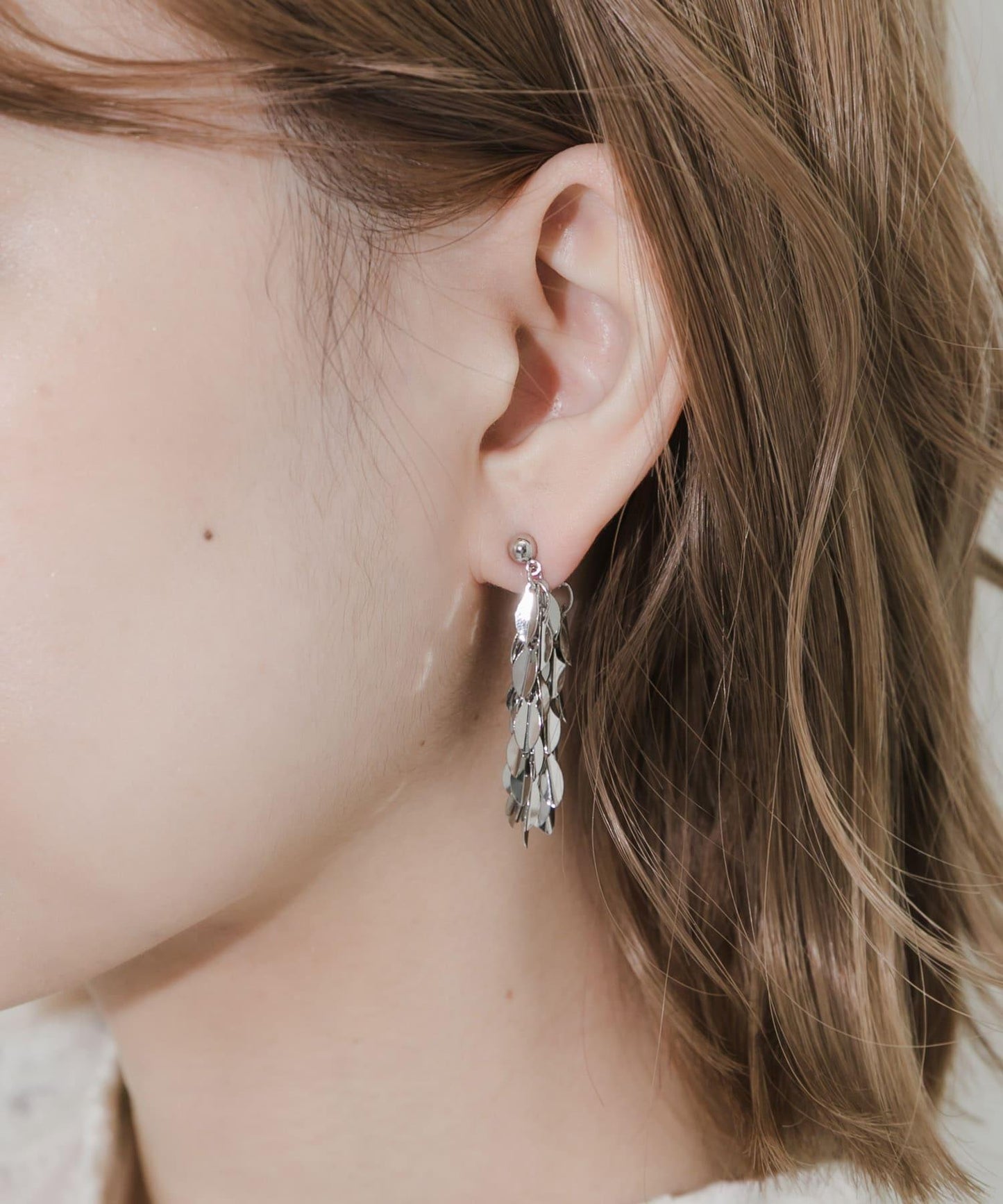 葉片飾板鏈條耳環