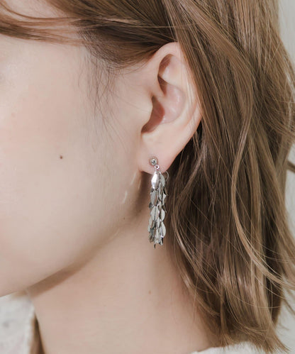 葉片飾板鏈條耳環