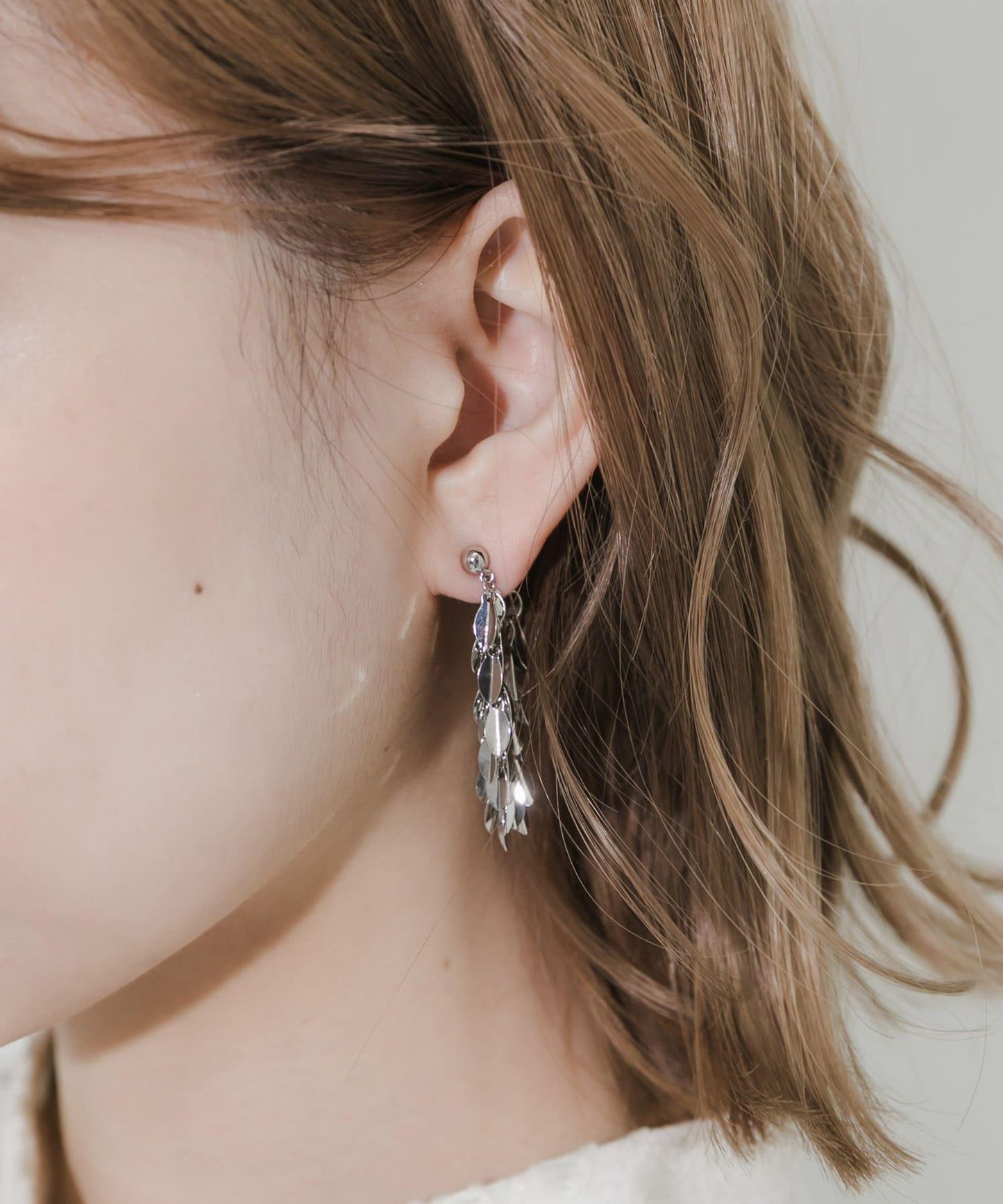 葉片飾板鏈條耳環