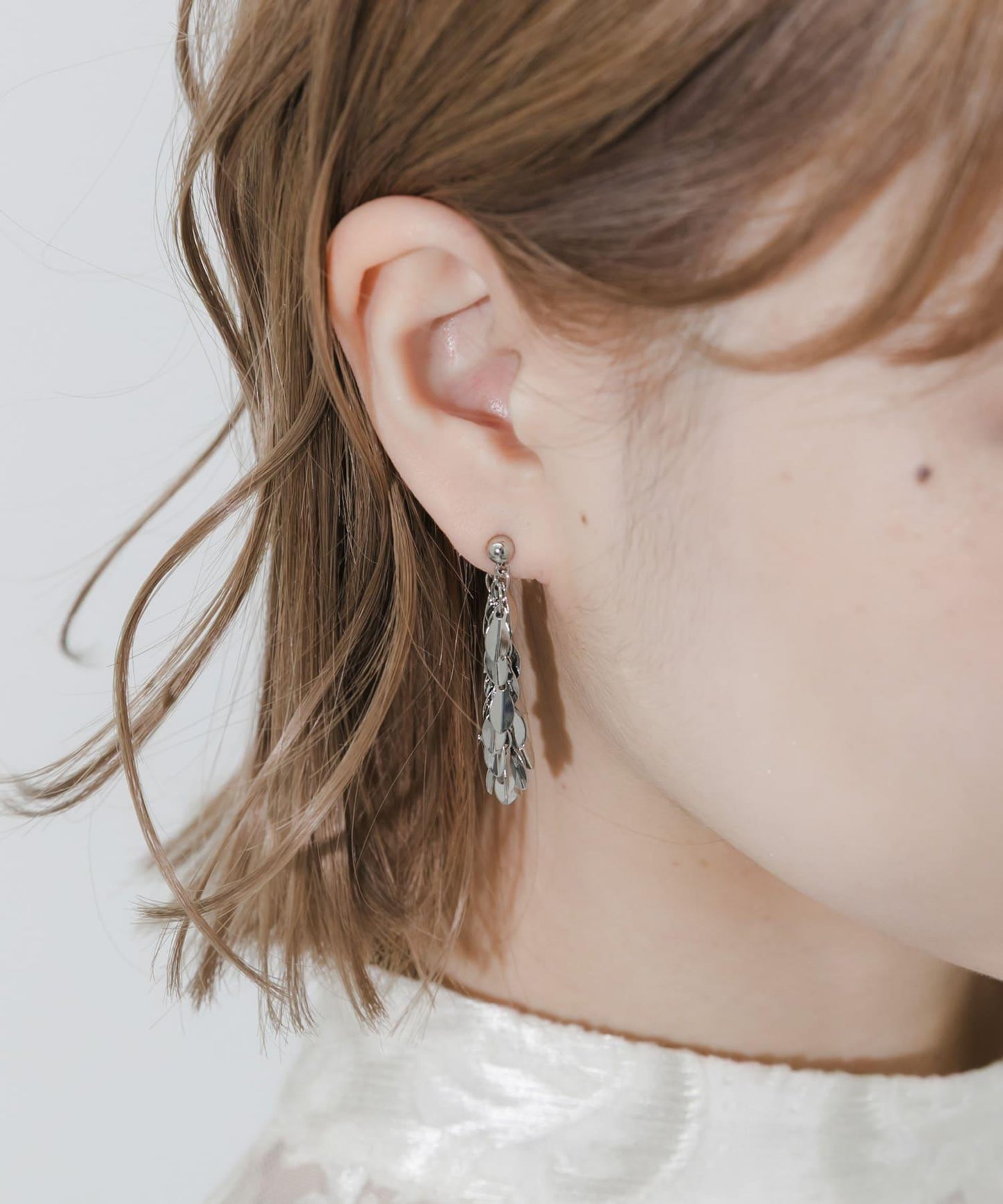 葉片飾板鏈條耳環