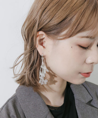 透明珠飽滿垂墜耳環