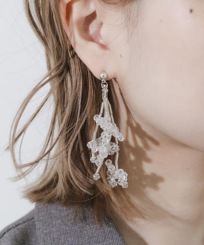 透明珠飽滿垂墜耳環