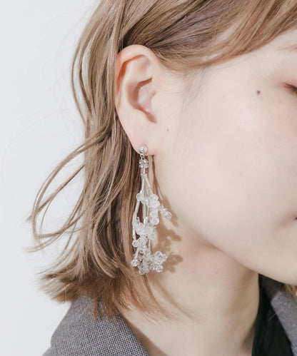 透明珠飽滿垂墜耳環