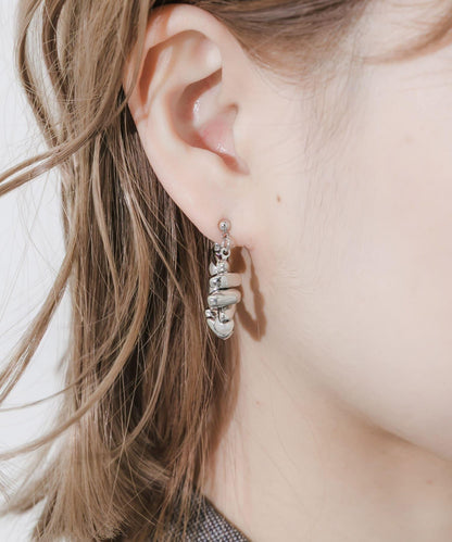 石頭元素珍珠圈式耳環