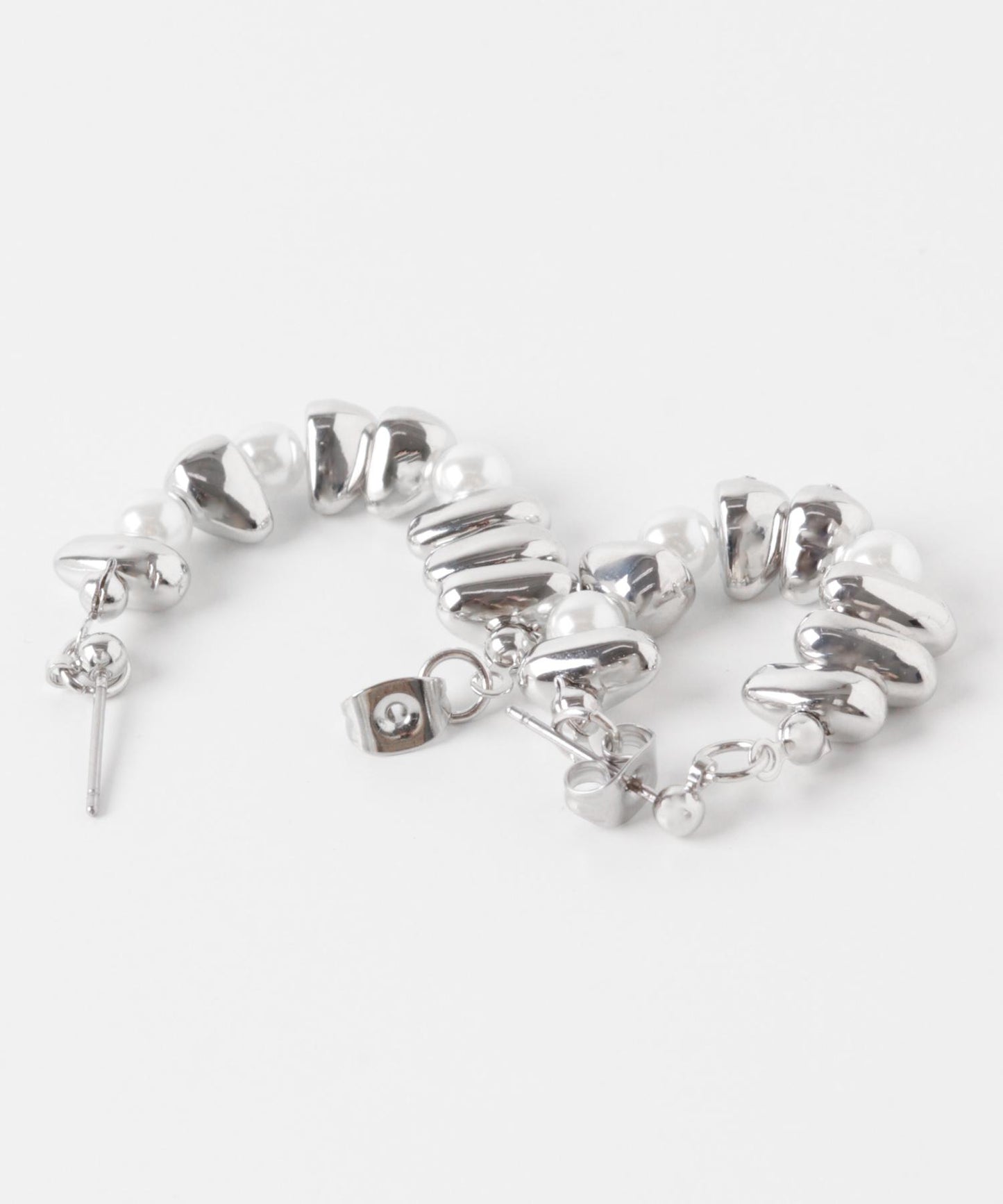 石頭元素珍珠圈式耳環