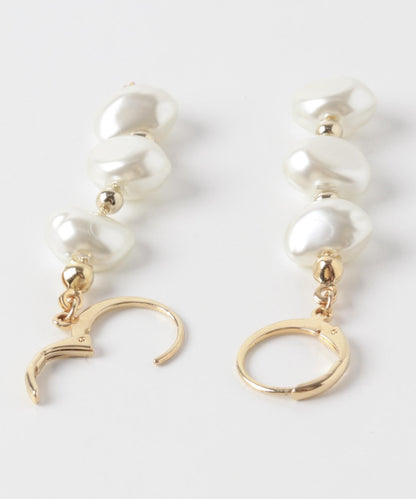 不規則珍珠搖擺圈式耳環