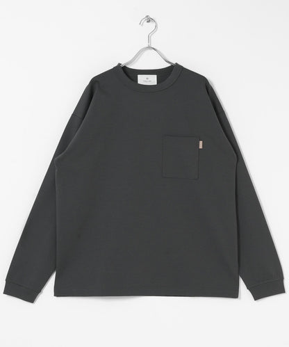 雙面針織 口袋設計 長袖T恤