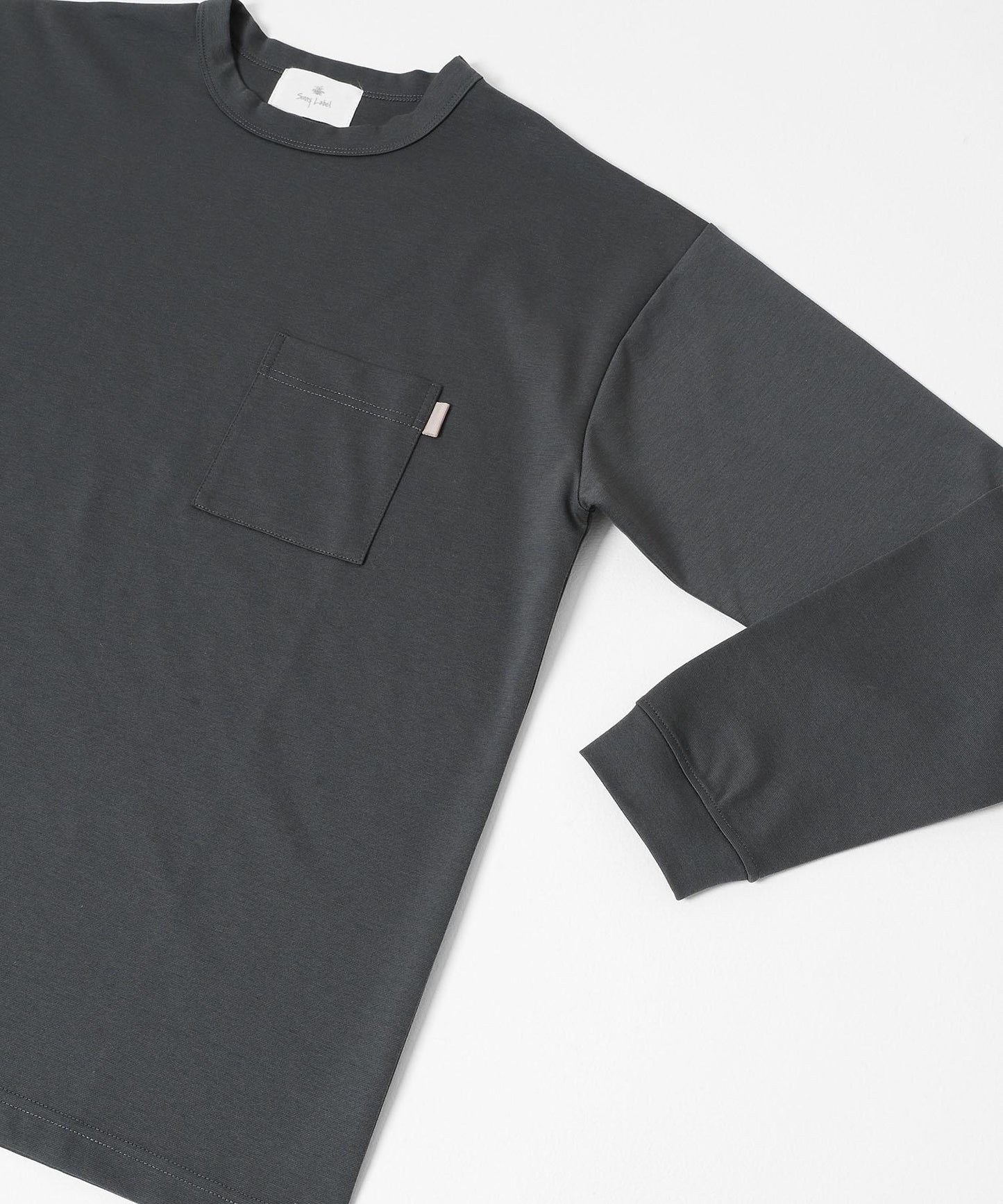 雙面針織 口袋設計 長袖T恤