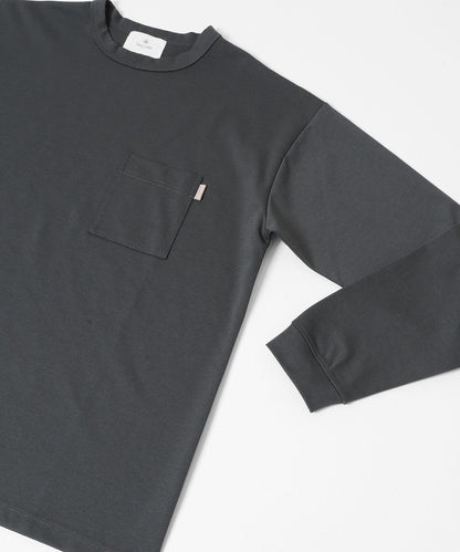 雙面針織 口袋設計 長袖T恤