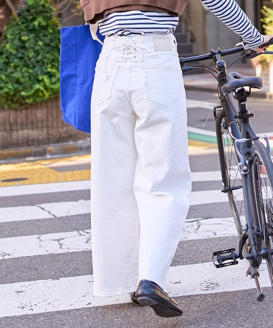 LISA LACE UP WIDE DENIM 繫帶闊腿牛仔褲