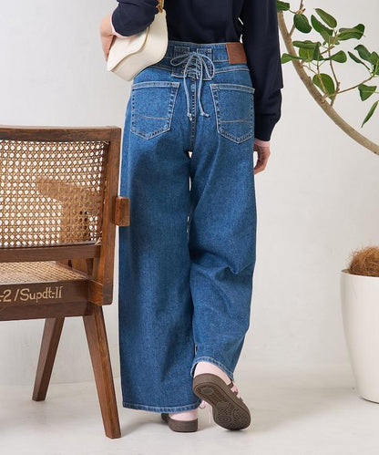 LISA LACE UP WIDE DENIM 繫帶闊腿牛仔褲