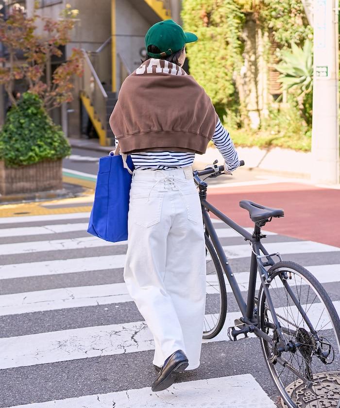 LISA LACE UP WIDE DENIM 繫帶闊腿牛仔褲