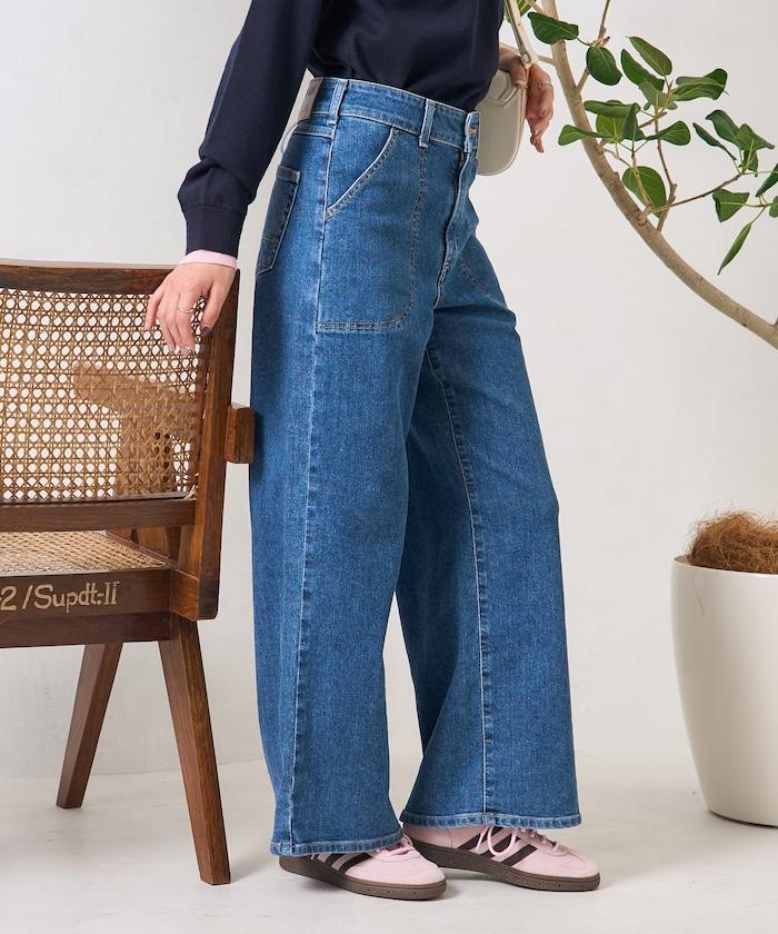 LISA LACE UP WIDE DENIM 繫帶闊腿牛仔褲