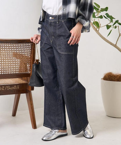 LISA LACE UP WIDE DENIM 繫帶闊腿牛仔褲