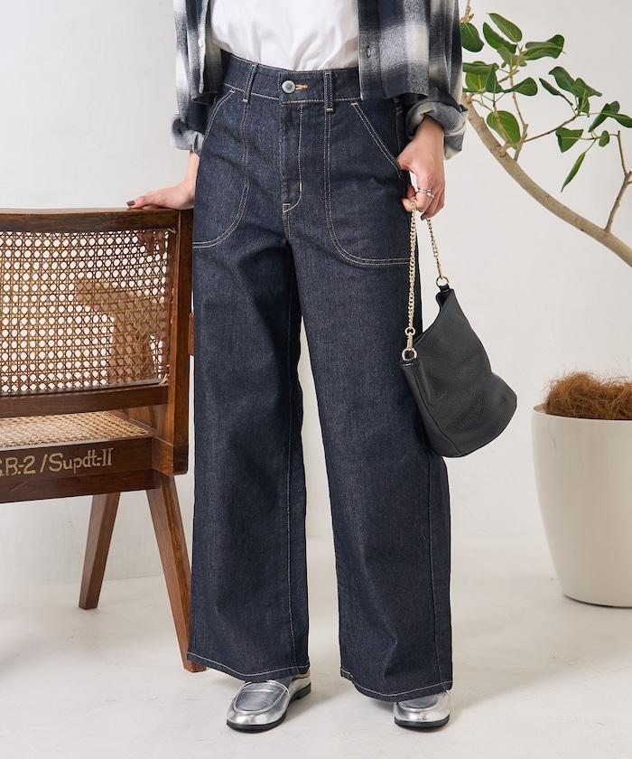 LISA LACE UP WIDE DENIM 繫帶闊腿牛仔褲