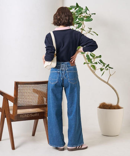 LISA LACE UP WIDE DENIM 繫帶闊腿牛仔褲