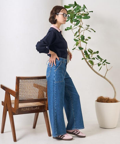 LISA LACE UP WIDE DENIM 繫帶闊腿牛仔褲