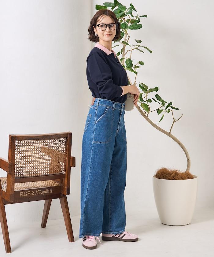 LISA LACE UP WIDE DENIM 繫帶闊腿牛仔褲