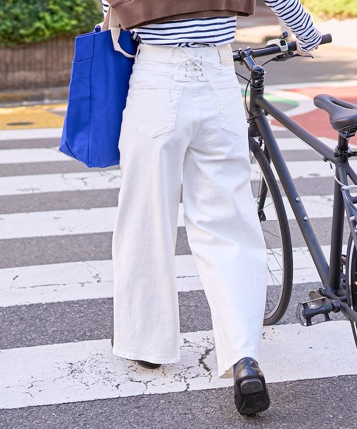 LISA LACE UP WIDE DENIM 繫帶闊腿牛仔褲