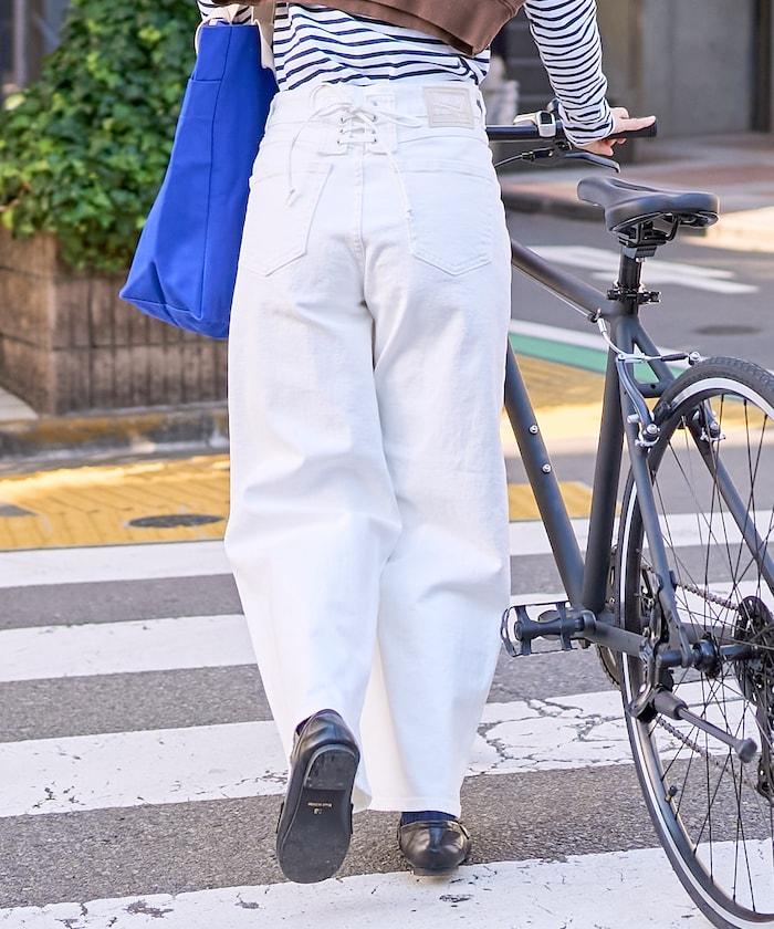 LISA LACE UP WIDE DENIM 繫帶闊腿牛仔褲