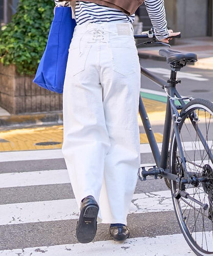 LISA LACE UP WIDE DENIM 繫帶闊腿牛仔褲