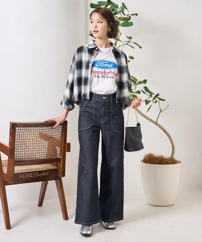 LISA LACE UP WIDE DENIM 繫帶闊腿牛仔褲