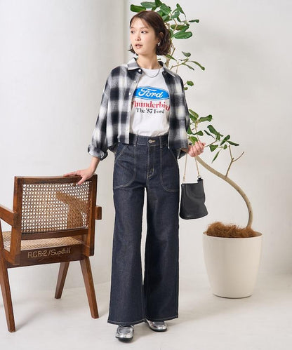 LISA LACE UP WIDE DENIM 繫帶闊腿牛仔褲