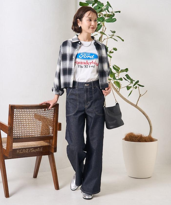 LISA LACE UP WIDE DENIM 繫帶闊腿牛仔褲