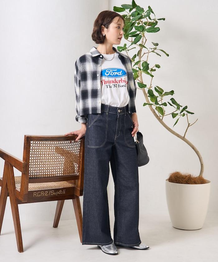 LISA LACE UP WIDE DENIM 繫帶闊腿牛仔褲