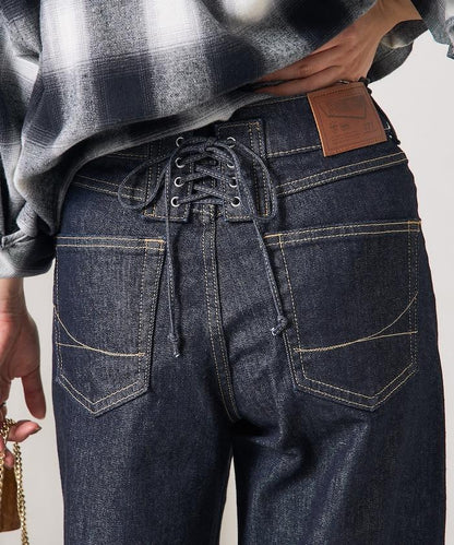 LISA LACE UP WIDE DENIM 繫帶闊腿牛仔褲