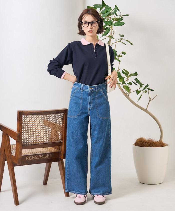 LISA LACE UP WIDE DENIM 繫帶闊腿牛仔褲