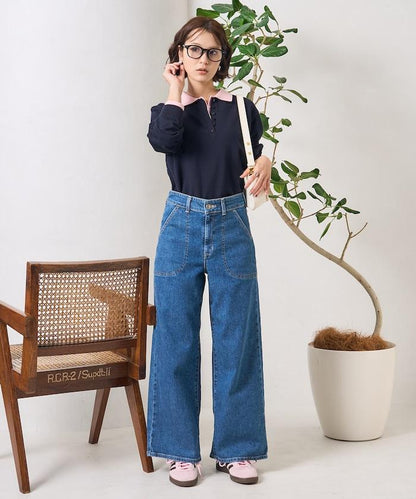 LISA LACE UP WIDE DENIM 繫帶闊腿牛仔褲