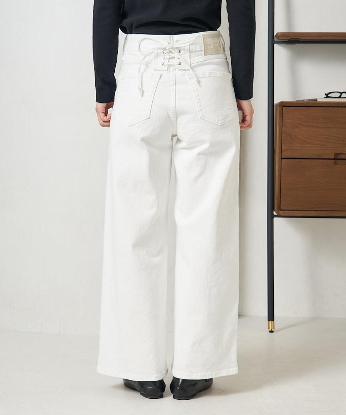 LISA LACE UP WIDE DENIM 繫帶闊腿牛仔褲