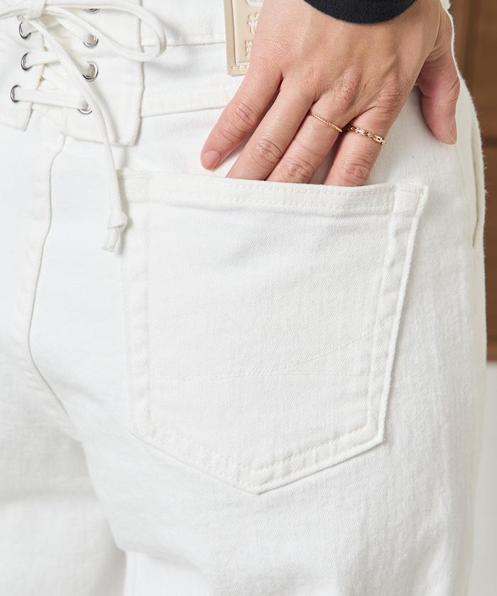 LISA LACE UP WIDE DENIM 繫帶闊腿牛仔褲