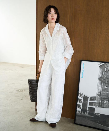 拼接風滿版刺繡 寬鬆 可成套搭配 褲子