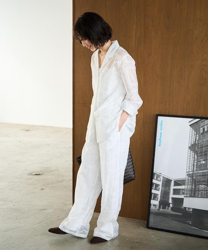 拼接風滿版刺繡 寬鬆 可成套搭配 褲子